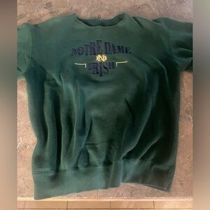Notre Dame sweatshirt.